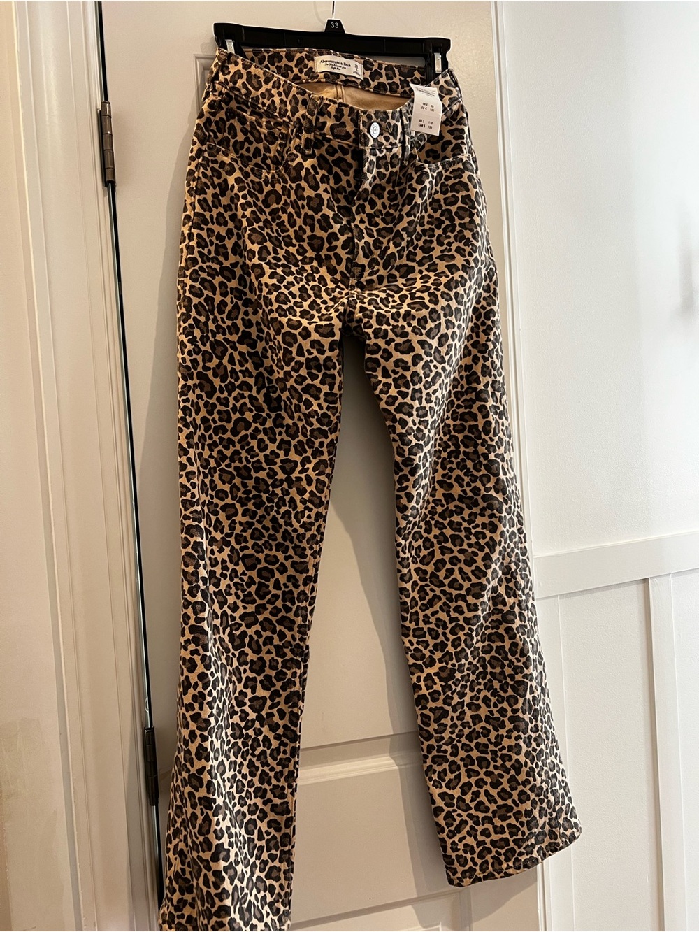 Abercrombie & Fitch Leopard Print High Rise Jeans - Tan & Black
